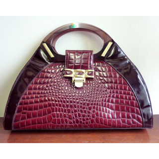 Stunning Brown & Tan 1960's Hornback CROCODILE Skin Handbag - Vintage Skins