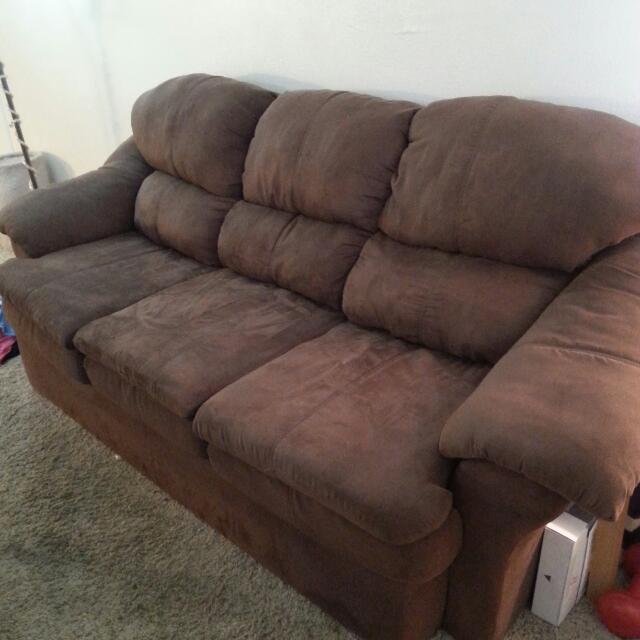 Brown Microsuede Sofa Furniture On Carousell