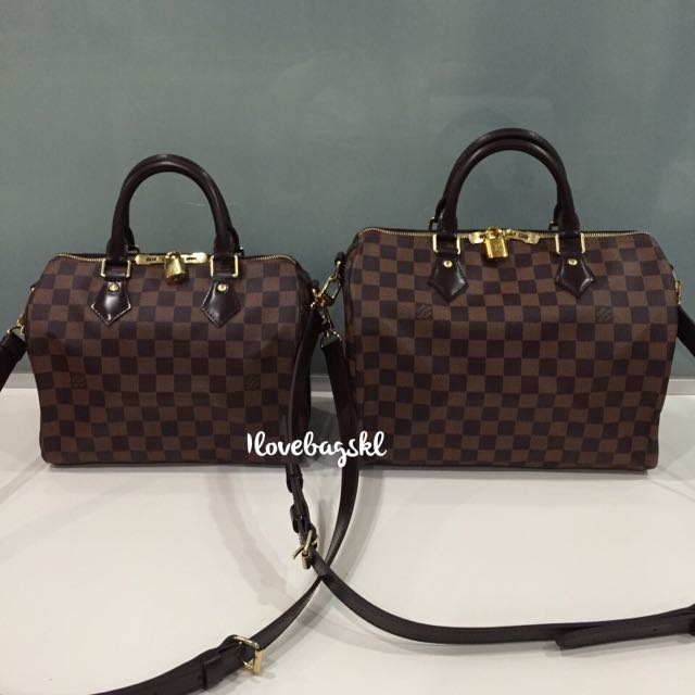 LOUIS VUITTON Speedy Bandouliere 25 & 30 in Damier Ebene, Women's Fashion,  Bags & Wallets, Purses & Pouches on Carousell