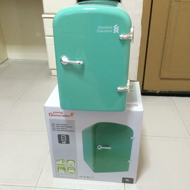 (NEW) Mini Fridge Turquoise Color, Furniture on Carousell