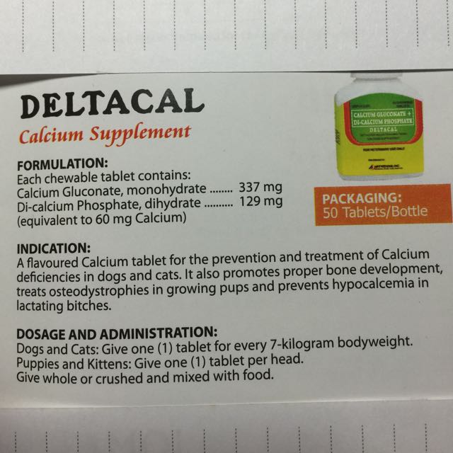 Deltacal Calcium Supplement For Dog And Cats, Pet Supplies, Pet Food