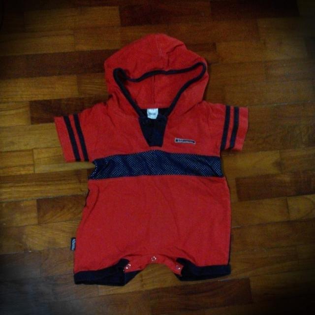 Red hooded romper clearance