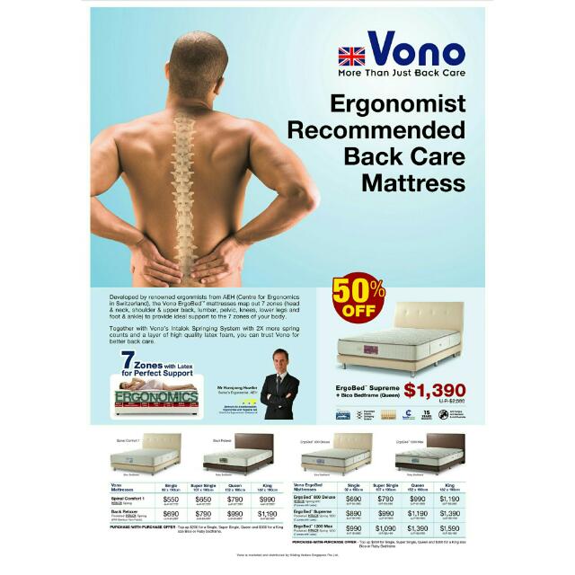 Vono Spinal Comfort 1 Single Mattress Furniture On Carousell