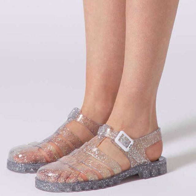 glitter jelly sandals women's