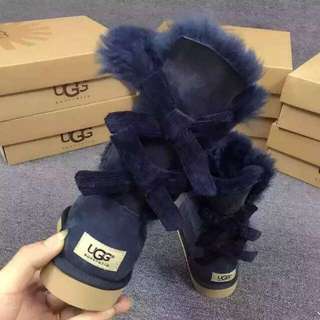 👢UGG潮流必備單蝴蝶結羊毛皮ㄧ體雪靴，換季準備大降價
