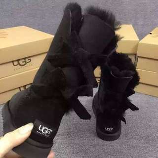 👢UGG潮流必備雙蝴蝶結羊毛皮ㄧ體雪靴，換季準備大降價