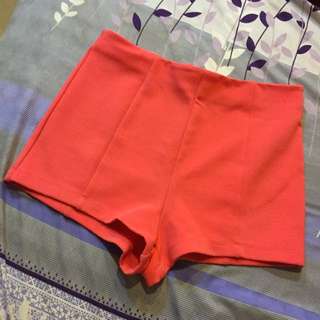 F21珊瑚紅高腰短褲M