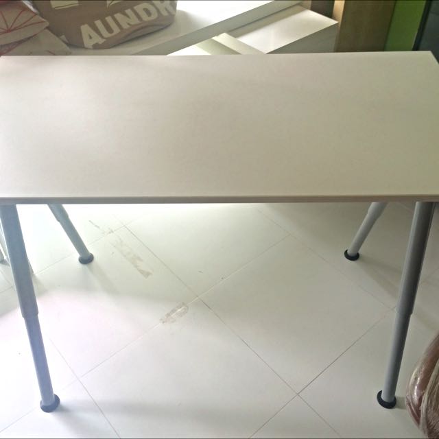 Ikea White Table W Adjustable Legs Furniture On Carousell