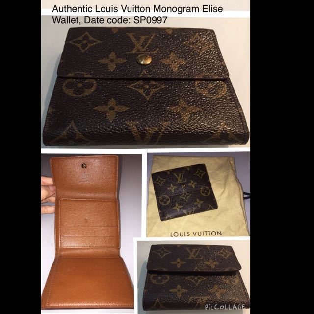 Authentic Louis Vuitton Monogram Elise Wallet, Date code: SP0997