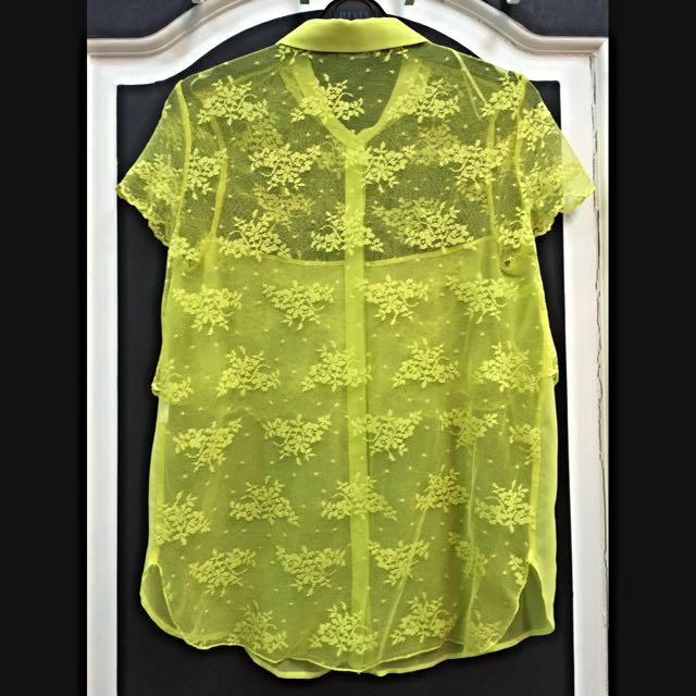 neon yellow lace top