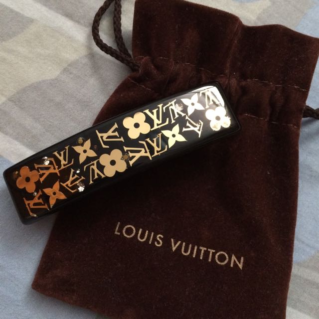Louis Vuitton M01442 LV Backstage Hair Clip Leather, Black, One Size