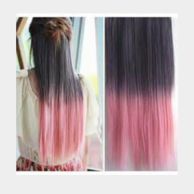 Black Ash Pink Ombre Dip Dye Extension Wig Women S