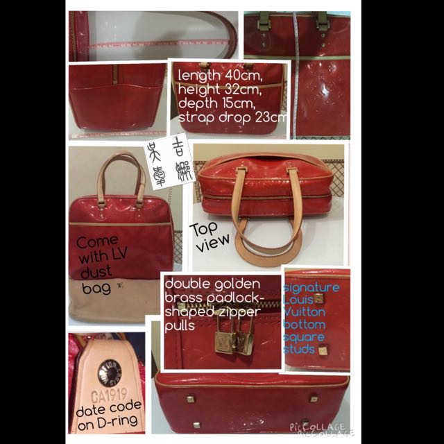 Authentic LOUIS VUITTON Sutton Red Vernis Leather Tote Shoulder Bag #50828