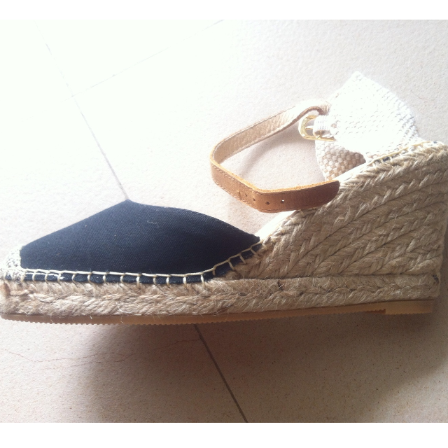 Espadrilles Laro Avarcas Ankle Strap Wedge Black US 9 EU 39
