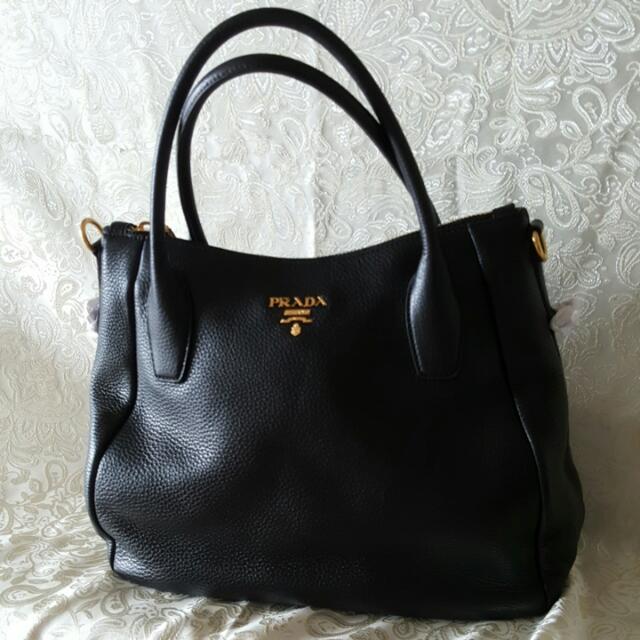 Prada Vitello Daino Calf Leather Bag With Strap, Black. New Unused, Women's  Fashion, Bags \u0026 Wallets, Purses \u0026 Pouches on Carousell