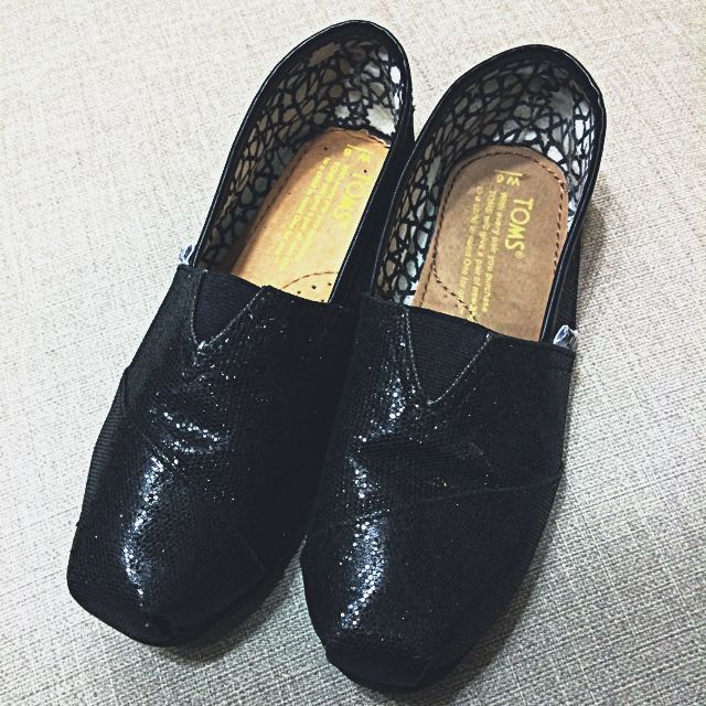 toms black glitter women's classics
