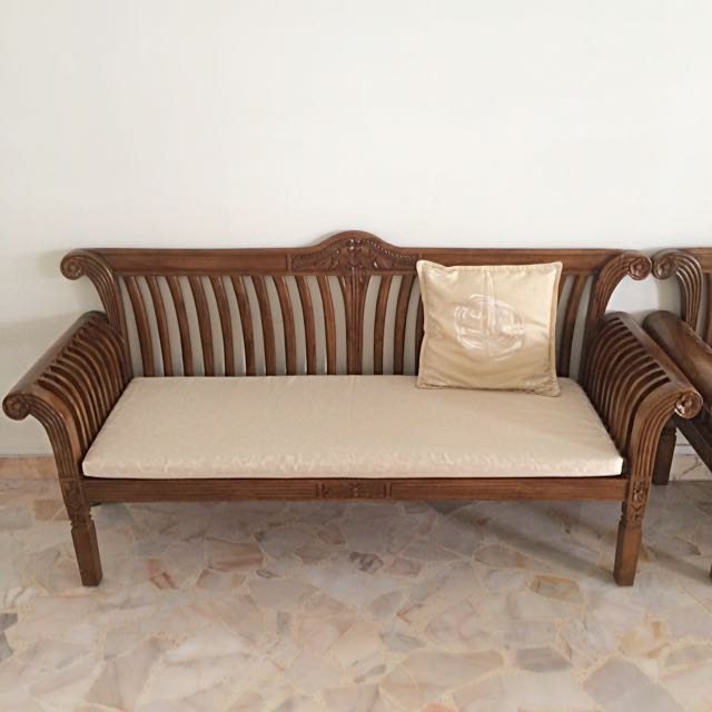 A 3 Seater And A 2 Seater Teak Wood Sofa Furniture Home Living On Carousell