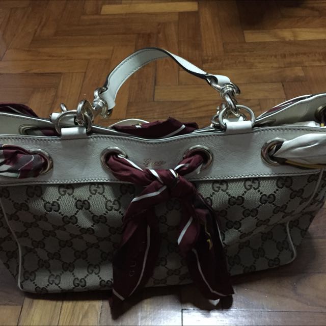Preloved GUCCI tote Bag With Scarf Luxury Bags Wallets on Carousell