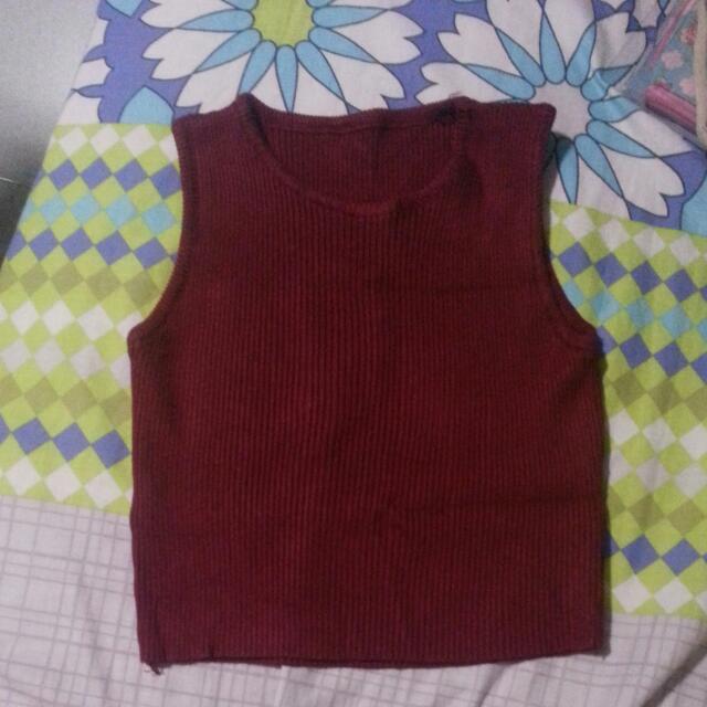 Crop Ribbed Top, Women's Fashion, Tops, Sleeveless on Carousell