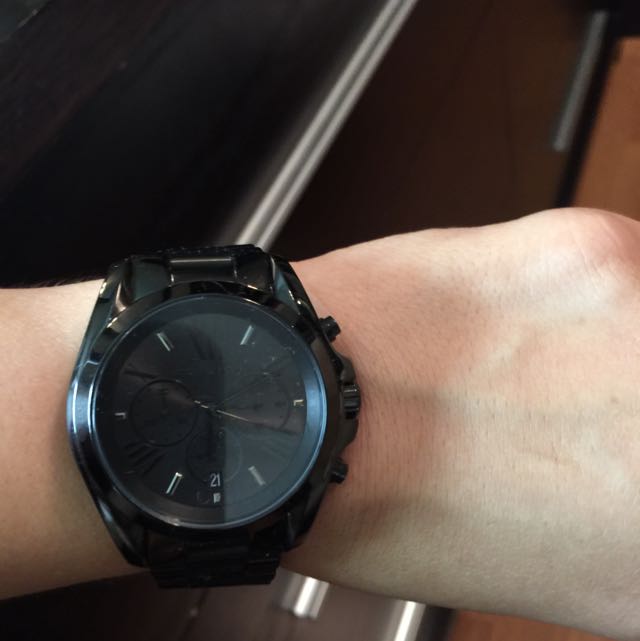 All black michael kors watch hot sale