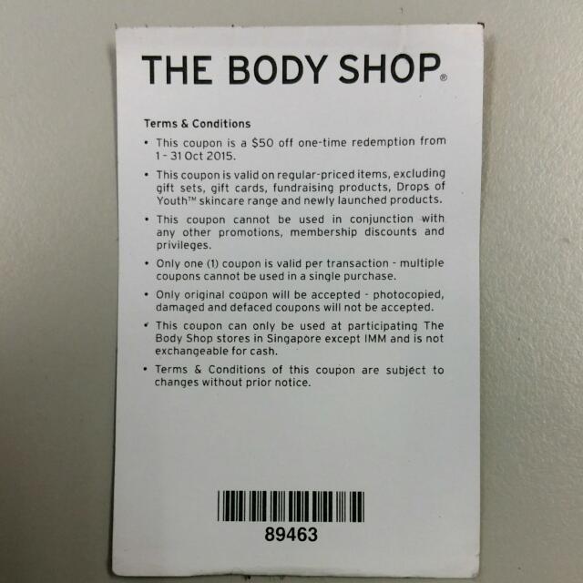 Body Shop S50 Voucher, Tickets & Vouchers, Vouchers on Carousell