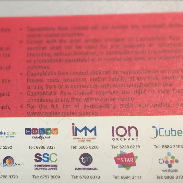 Capital mall vouchers / CapitaVoucher, Tickets & Vouchers, Vouchers on