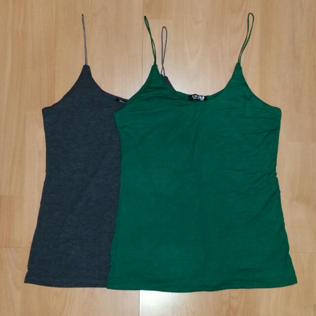 Green spaghetti strap top top