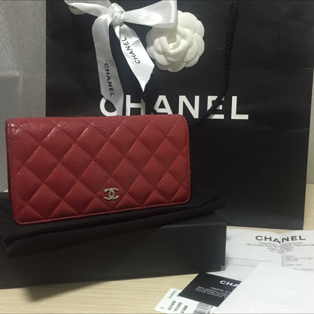 Chanel wallet red caviar cheap