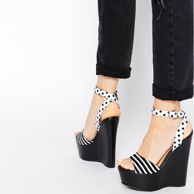 Brand new London Rebel wedges in black white