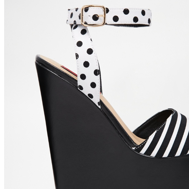 Brand new London Rebel wedges in black white Women s Fashion
