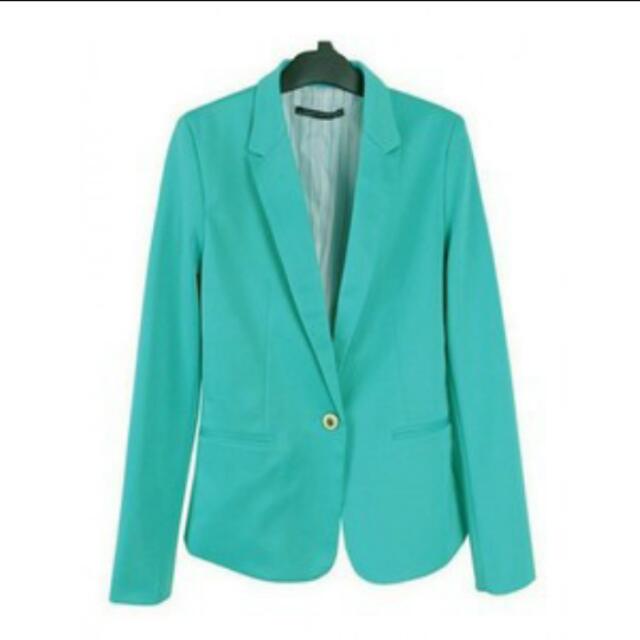 Zara Woman Turquoise blazer jacket Women s Fashion Coats