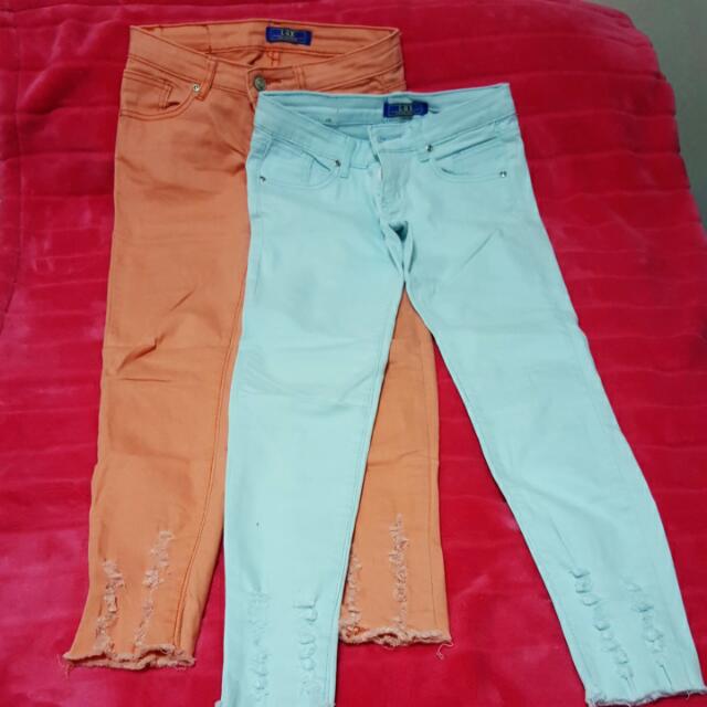 pastel colored jeans