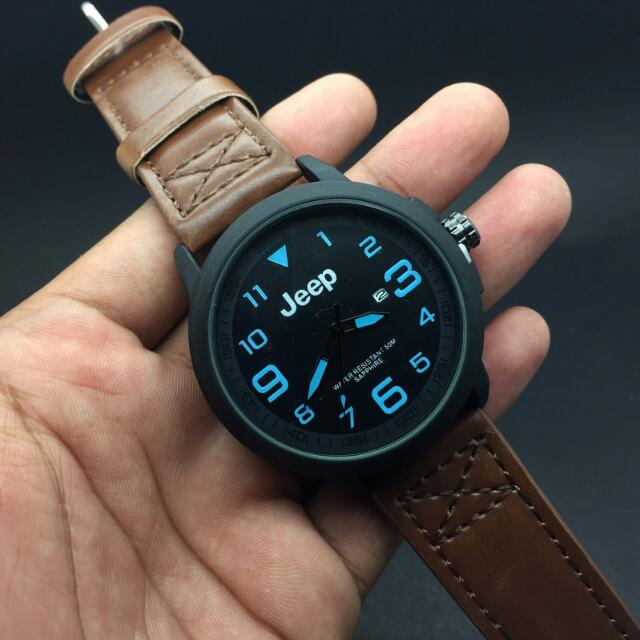 Jeep Leather Men Watch Mens Fashion On Carousell