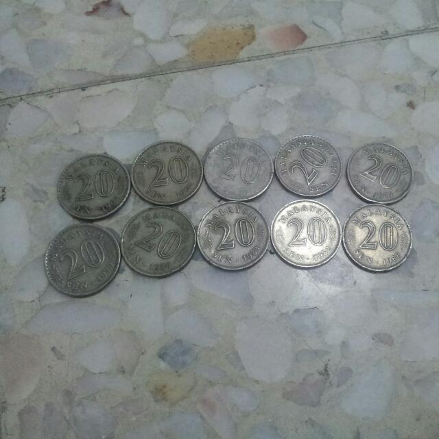 Duit Syiling 20 Sen Tahun 1967 1968 1973 1976 1977 1979 1980 1981 1982 1988 Antiques On Carousell