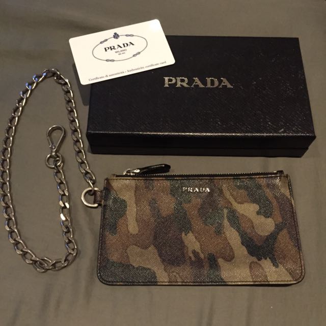prada chain leather wallet