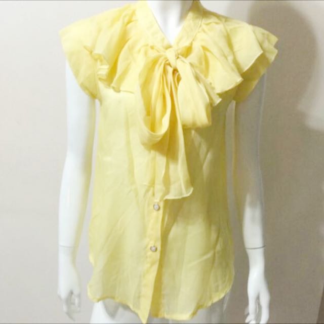 yellow blouse with bow