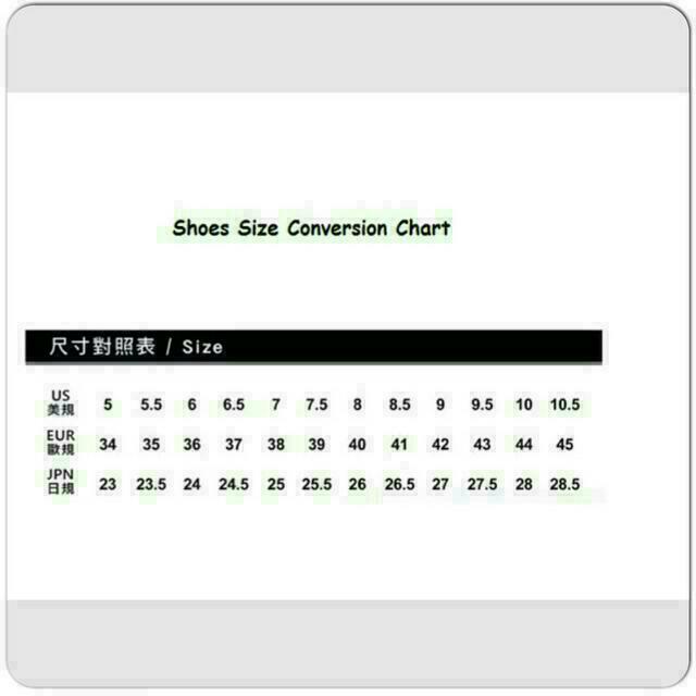 Taiwan Shoe Size Conversion Chart