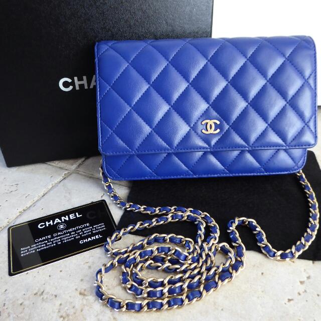 Full Set* Chanel WOC Royal Blue With Matte Gold Hardware, Luxury on  Carousell