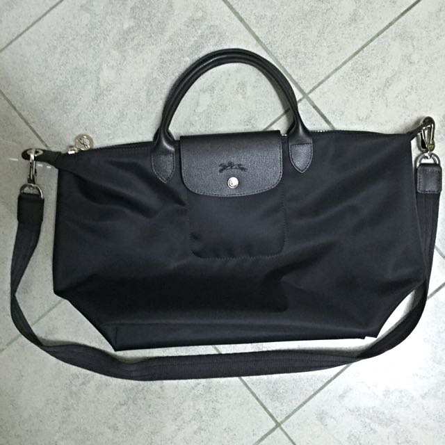 Longchamp Le Pliage Neo Medium Navy Tote Bag With Shoulder Strap