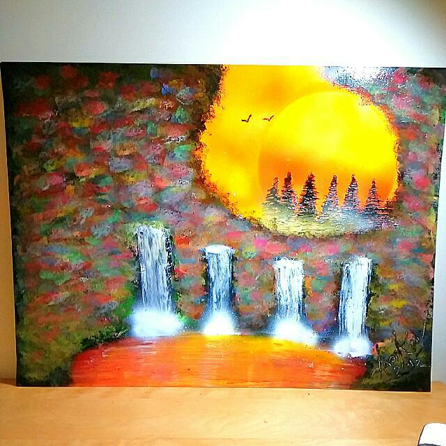 Spray Paint Art Magical Waterfall Design Craft On Carousell