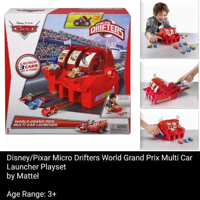 Bnib Disney Cars Micro Drifters World Grand Prix Multi Car Launcher Playset By Mattel Pixar Hobbies Toys Toys Games On Carousell