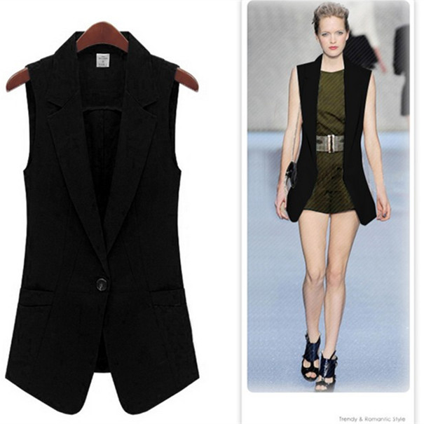 Pre Order Long black or white OL formal office sleeveless trenchcoat