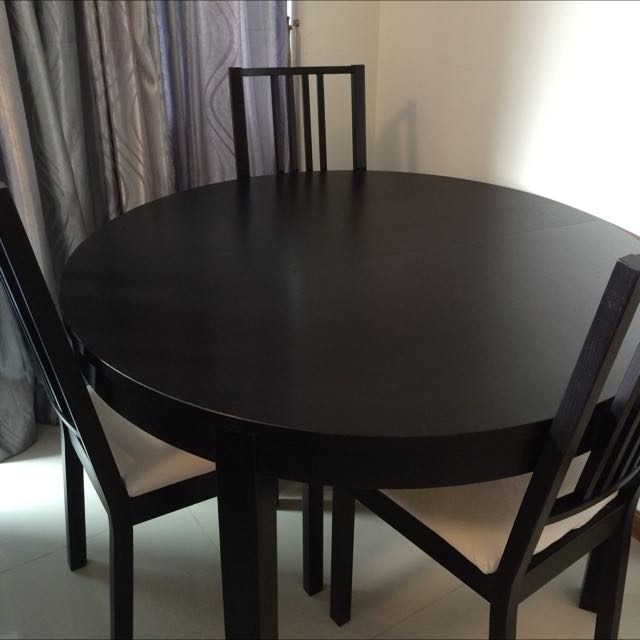 Ikea Bjursta Black Brown Round Dining Table Furniture Home Living Tables Sets On Carou Ikea Bjursta Black Brown Round Dining, Ikea Round Black Glass Table
