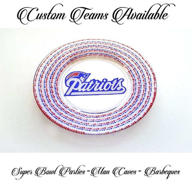 New England Patriots Hand Painted Dinner Plate Design Craft On Photo
