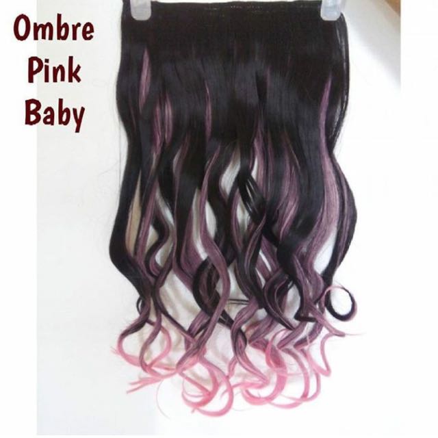 Ombre Black Baby Pink Hair Clip Extension Women S Fashion On