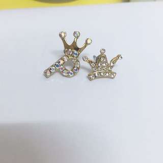 鑲鑽不對稱個性耳環