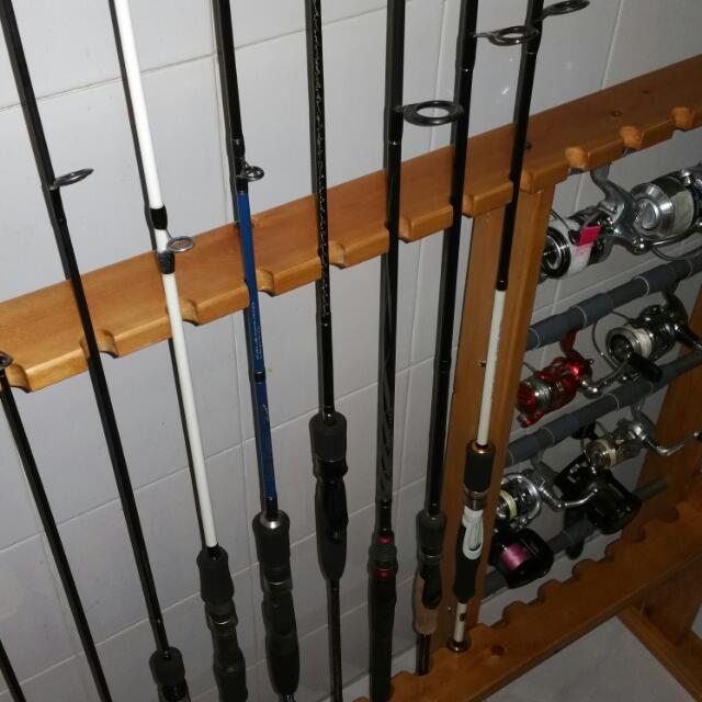 Fishing Rod/Reel Display Rack, Sports Equipment, Fishing on Carousell
