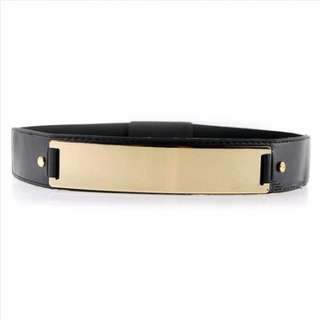 Golden Elastic Leather Thin Metal Belt