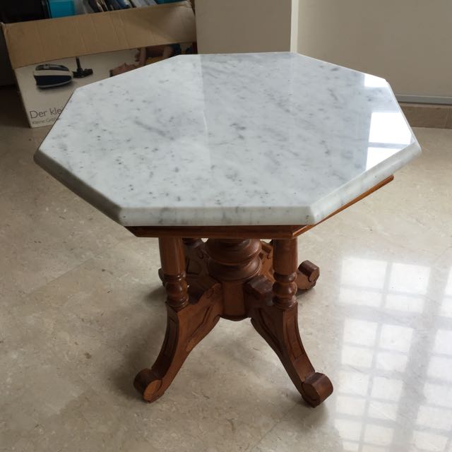 Antiquelook Small Marble Table 90, Furniture & Home Living