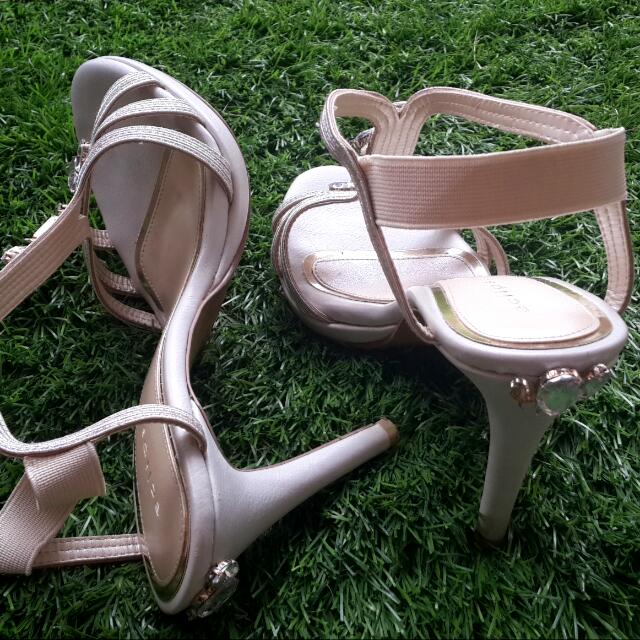 Eclipse Off White Diamond Studded Stilettos Women s Fashion Tops